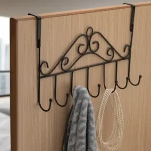 Over The Door Hanger Rack 7 Hooks Decorative Ognazier Hook Rack Stylish Door Hanger Door Hook Hangers with 7 Hooks,Metal Hanging Rack for Home Office Use ( default, Standard )